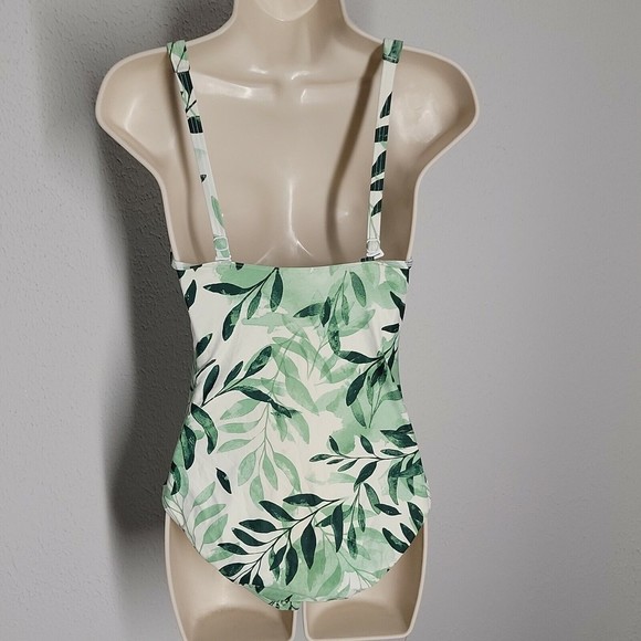 Niptuck One-Piece Slimming Ruched Swimsuit ~ Sz 6 ~ Green & White - Picture 3 of 6